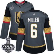 Wholesale Cheap Adidas Golden Knights #6 Colin Miller Grey Home Authentic 2018 Stanley Cup Final Women's Stitched NHL Jersey