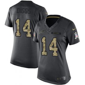 Wholesale Cheap Nike Bills #14 Stefon Diggs Black Women\'s Stitched NFL Limited 2016 Salute to Service Jersey