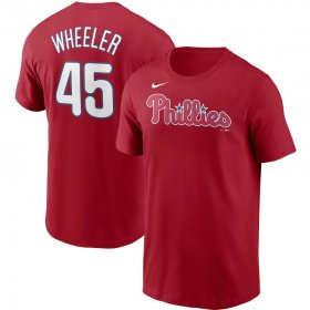 Wholesale Cheap Philadelphia Phillies #45 Zack Wheeler Nike Name & Number T-Shirt Red