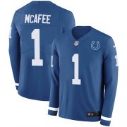 Wholesale Cheap Nike Colts #1 Pat McAfee Royal Blue Team Color Men's Stitched NFL Limited Therma Long Sleeve Jersey