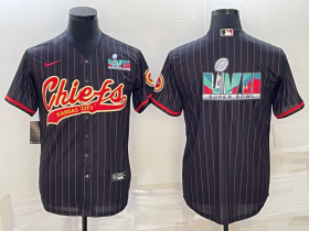 Wholesale Cheap Men\'s Kansas City Chiefs Black With Super Bowl LVII Big Logo Cool Base Stitched Baseball Jerseys