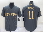 Wholesale Men's Boston Red Sox #11 Rafael Devers Number Grey 2022 All Star Stitched Cool Base Nike Jersey