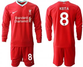 Wholesale Cheap Men 2020-2021 club Liverpool home long sleeves 8 red Soccer Jerseys