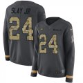 Wholesale Cheap Nike Eagles #24 Darius Slay Jr Anthracite Salute to Service Women's Stitched NFL Limited Therma Long Sleeve Jersey