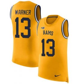 Wholesale Cheap Nike Rams #13 Kurt Warner Gold Men\'s Stitched NFL Limited Rush Tank Top Jersey