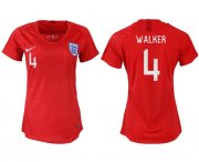 Wholesale Cheap Women's England #4 Walker Away Soccer Country Jersey