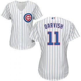 Wholesale Cheap Cubs #11 Yu Darvish White(Blue Strip) Home Women\'s Stitched MLB Jersey