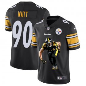 Wholesale Cheap Men\'s Pittsburgh Steelers #90 T. J. Watt Black Player Portrait Edition 2020 Vapor Untouchable Stitched NFL Nike Limited Jersey