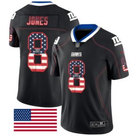 Wholesale Cheap Nike Giants #8 Daniel Jones Black Men\'s Stitched NFL Limited Rush USA Flag Jersey