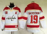 Wholesale Cheap Capitals #19 Nicklas Backstrom White Sawyer Hooded Sweatshirt Stitched NHL Jersey