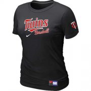 Wholesale Cheap Women's Minnesota Twins Nike Short Sleeve Practice MLB T-Shirt Black