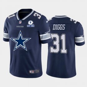 Wholesale Cheap Dallas Cowboys #31 Trevon Diggs Navy Blue Men\'s Nike Big Team Logo With Established In 1960 Patch Vapor Limited NFL Jersey