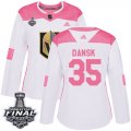 Wholesale Cheap Adidas Golden Knights #35 Oscar Dansk White/Pink Authentic Fashion 2018 Stanley Cup Final Women's Stitched NHL Jersey