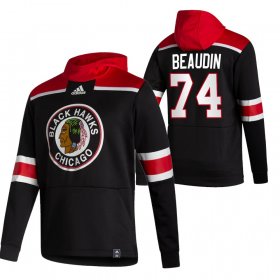 Wholesale Cheap Chicago Blackhawks #74 Nicolas Beaudin Adidas Reverse Retro Pullover Hoodie Black