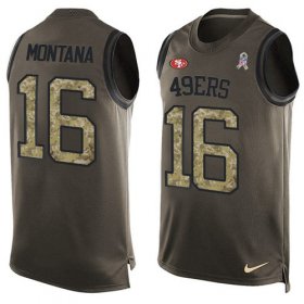 Wholesale Cheap Nike 49ers #16 Joe Montana Green Men\'s Stitched NFL Limited Salute To Service Tank Top Jersey