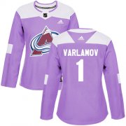 Wholesale Cheap Adidas Avalanche #1 Semyon Varlamov Purple Authentic Fights Cancer Women's Stitched NHL Jersey