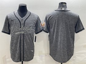 Wholesale Cheap Men\'s Minnesota Vikings Blank Gray With Patch Cool Base Stitched Baseball Jersey
