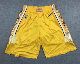Wholesale Cheap Men\'s Los Angeles Lakers Yellow 2020 Nike City Edition Swingman Shorts
