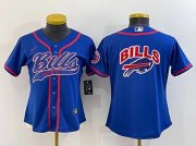 Wholesale Cheap Youth Buffalo Bills Royal Team Big Logo With Patch Cool Base Stitched Baseball Jersey