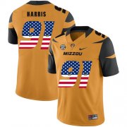 Wholesale Cheap Missouri Tigers 91 Charles Harris Gold USA Flag Nike College Football Jersey