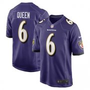 Wholesale Cheap Men's Nike Baltimore Ravens #6 Patrick Queen Purple Game Player Jersey