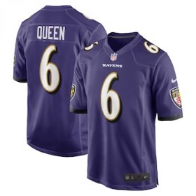 Wholesale Cheap Men\'s Nike Baltimore Ravens #6 Patrick Queen Purple Game Player Jersey