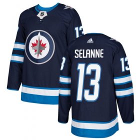 Wholesale Cheap Adidas Jets #13 Teemu Selanne Navy Blue Home Authentic Stitched Youth NHL Jersey