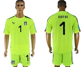 Wholesale Cheap Italy #1 Buffon Shiny Green Goalkeeper Soccer Country Jersey