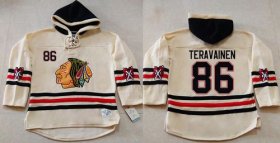 Wholesale Cheap Blackhawks #86 Teuvo Teravainen Cream Heavyweight Pullover Hoodie Stitched NHL Jersey