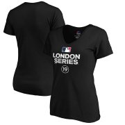 Wholesale Cheap MLB Majestic Women's 2019 London Series Primary Logo V-Neck T-Shirt - Black