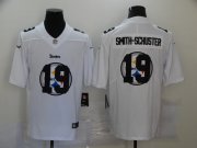 Wholesale Cheap Men's Pittsburgh Steelers #19 JuJu Smith-Schuster White 2020 Shadow Logo Vapor Untouchable Stitched NFL Nike Limited Jersey