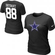 Wholesale Cheap Women's Nike Dallas Cowboys #88 Dez Bryant Name & Number T-Shirt Black