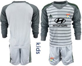 Wholesale Cheap Lyon Blank Grey Goalkeeper Long Sleeves Kid Soccer Club Jersey