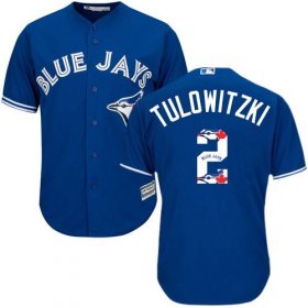 Wholesale Cheap Blue Jays #2 Troy Tulowitzki Blue Team Logo Fashion Stitched MLB Jersey