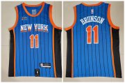 Cheap Knicks 11 Jalen Brunson Blue Nike 2023-24 City Edition Swingman Jersey
