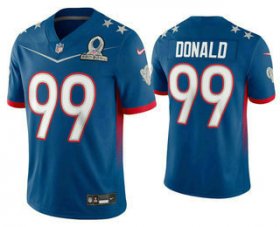Wholesale Cheap Men\'s Los Angeles Rams #99 Aaron Donald Blue 2022 Pro Bowl Vapor Untouchable Stitched Limited Jersey
