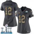 Wholesale Cheap Nike Eagles #12 Randall Cunningham Black Super Bowl LII Women's Stitched NFL Limited 2016 Salute to Service Jersey