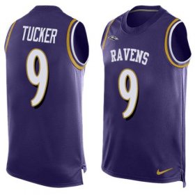 Wholesale Cheap Nike Ravens #9 Justin Tucker Purple Team Color Men\'s Stitched NFL Limited Tank Top Jersey