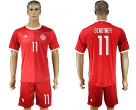 Wholesale Cheap Danmark #11 Bendtner Red Home Soccer Country Jersey