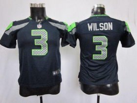 Wholesale Cheap Nike Seahawks #3 Russell Wilson Steel Blue Team Color Youth Stitched NFL Elite Jersey
