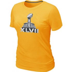 Wholesale Cheap Women\'s NFL Super Bowl XLVII Logo T-Shirt Yellow