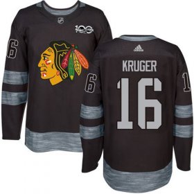 Wholesale Cheap Adidas Blackhawks #16 Marcus Kruger Black 1917-2017 100th Anniversary Stitched NHL Jersey