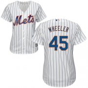 Wholesale Cheap Mets #45 Zack Wheeler White(Blue Strip) Home Women's Stitched MLB Jersey
