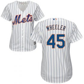 Wholesale Cheap Mets #45 Zack Wheeler White(Blue Strip) Home Women\'s Stitched MLB Jersey