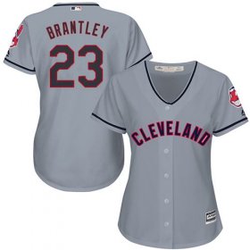 Wholesale Cheap Indians #23 Michael Brantley Grey Women\'s Road Stitched MLB Jersey
