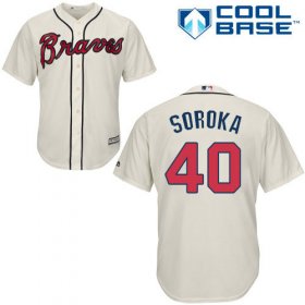 Wholesale Cheap Braves #40 Mike Soroka Cream New Cool Base Stitched Youth MLB Jersey