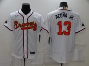 Wholesale Cheap Men's Atlanta Braves #13 Ronald Acuna Jr 2022 White Gold World Series Champions Program Flex Base Stitched Baseball Jersey