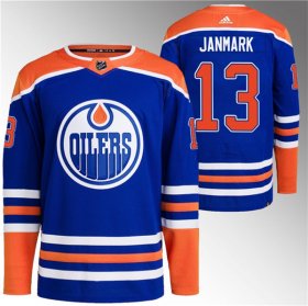 Cheap Men\'s Edmonton Oilers #13 Mattias Janmark Royal Stitched Jersey