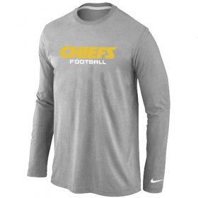 Wholesale Cheap Nike Kansas City Chiefs Authentic Font Long Sleeve T-Shirt Grey