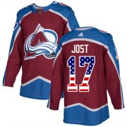 Wholesale Cheap Adidas Avalanche #17 Tyson Jost Burgundy Home Authentic USA Flag Stitched NHL Jersey